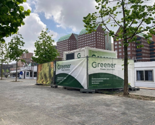 One of our Greener batteries on location in Rotterdam to supply shore power